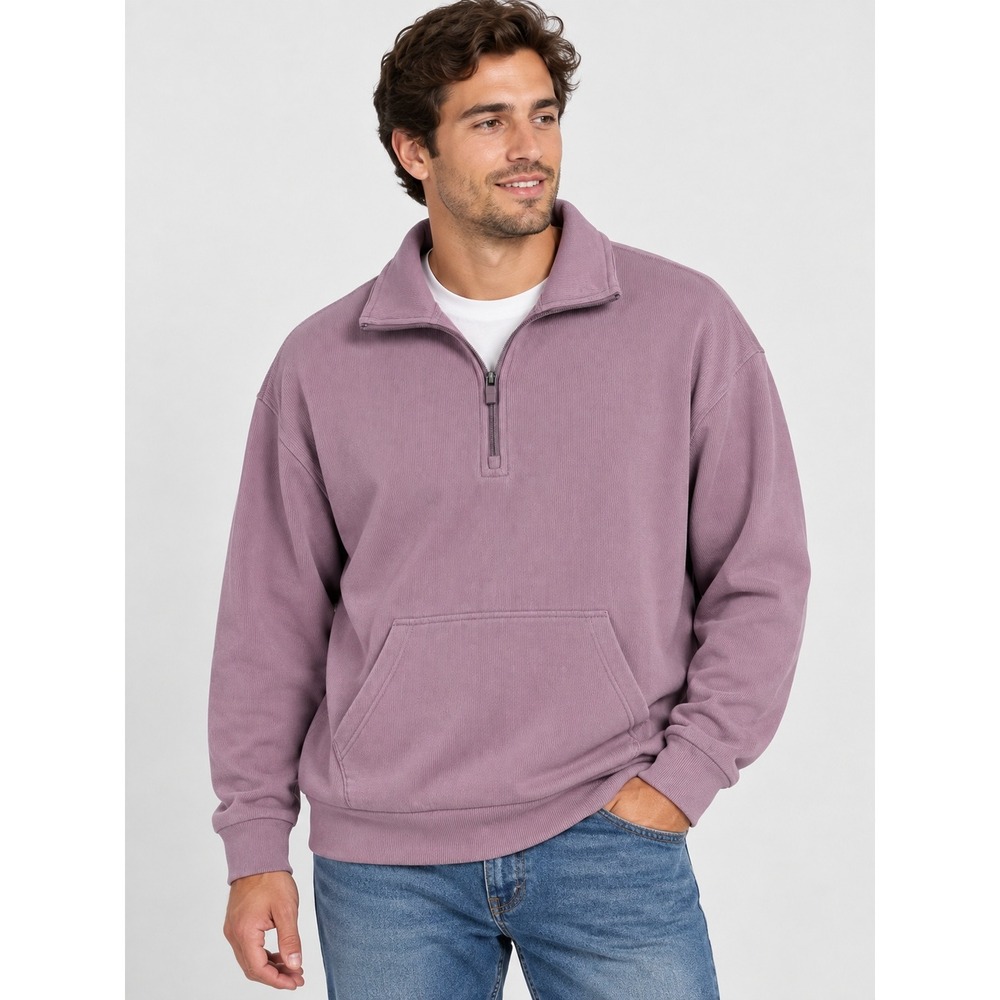 Marc New York Andrew Marc Men's Large Mauve Ribbed Quarter Zip Pullover Sweater